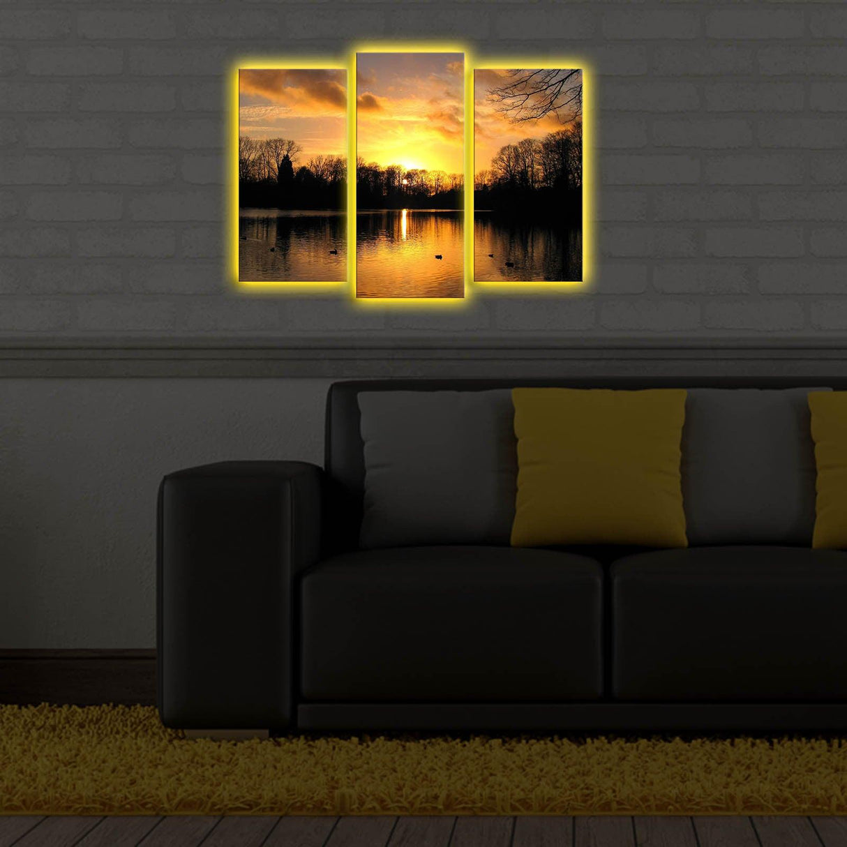 Tablou Canvas cu Led Herastrau, Multicolor, 66 x 45 cm