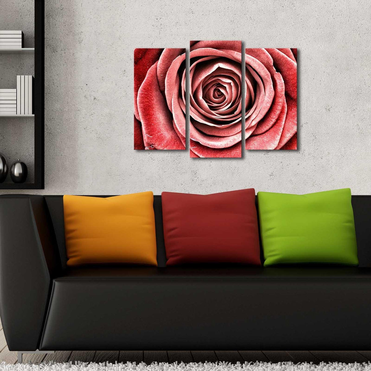 Tablou Canvas cu Led Led Trandafir Rosu, Multicolor, 66 x 45 cm