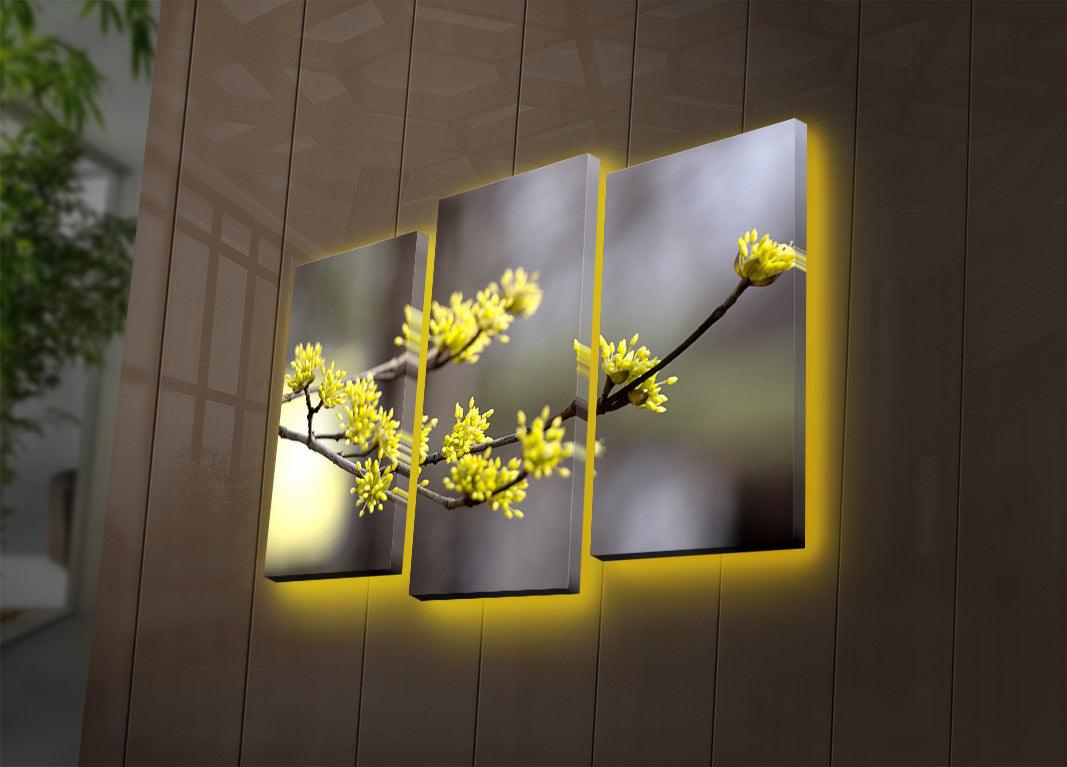 Tablou Canvas cu Led Orhidee, Multicolor, 66 x 45 cm