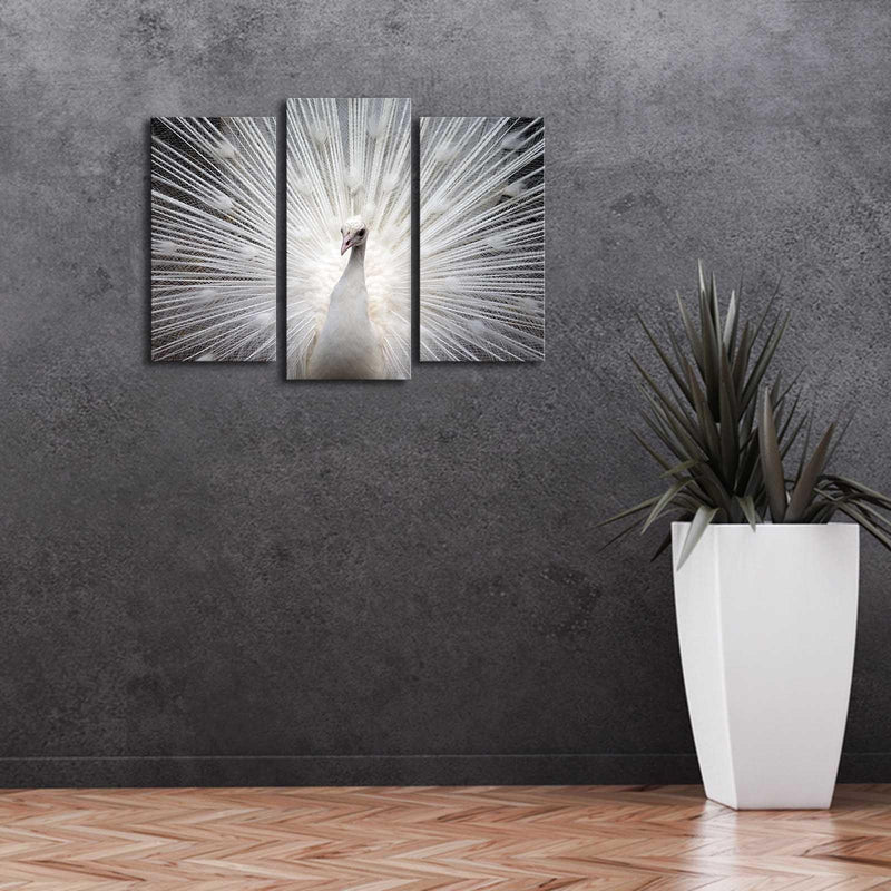 Tablou Canvas cu Led Paun, Multicolor, 66 x 45 cm