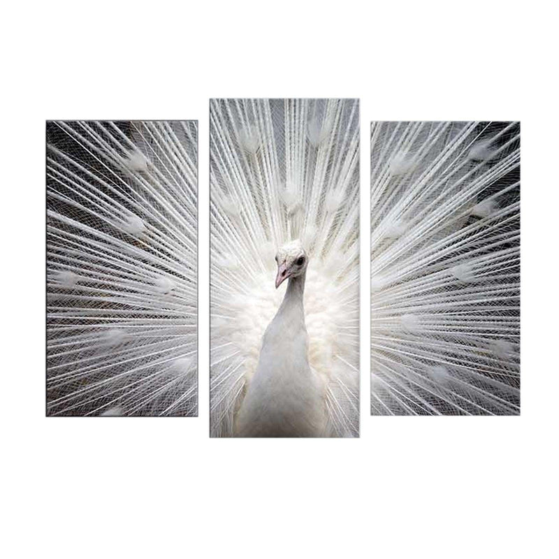 Tablou Canvas cu Led Paun, Multicolor, 66 x 45 cm