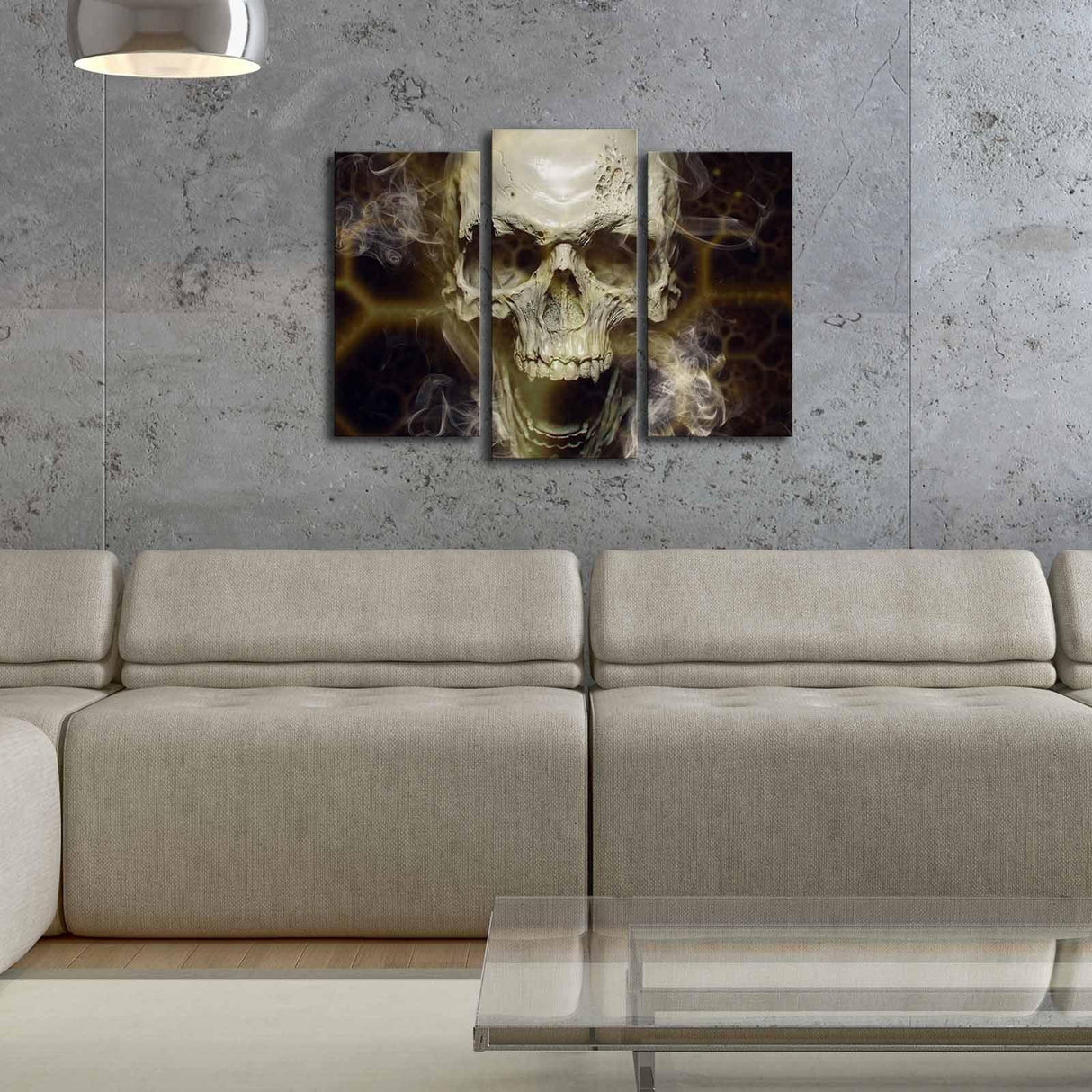 Tablou Canvas cu Led Skull, Multicolor, 66 x 45 cm