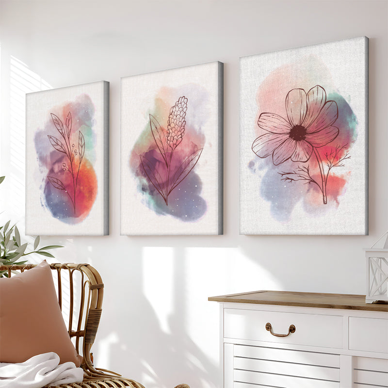 Tablou canvas cu rama Nerve, triptic, imprimeu digital, sintetic, Multicolor, 50x70 cm