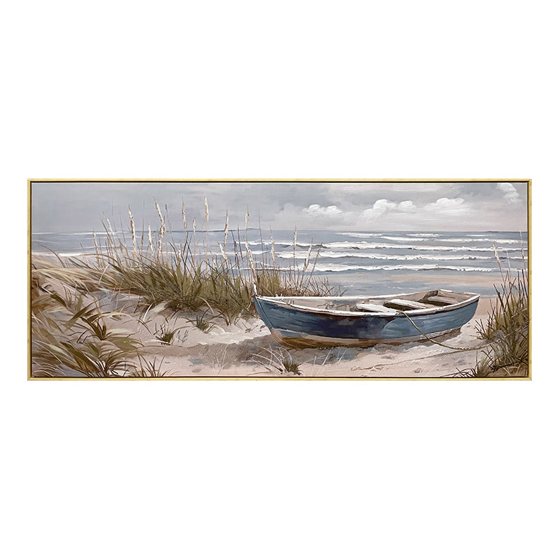 Tablou cu rama Barcu I, Pânza, Multicolor, 150x60 cm