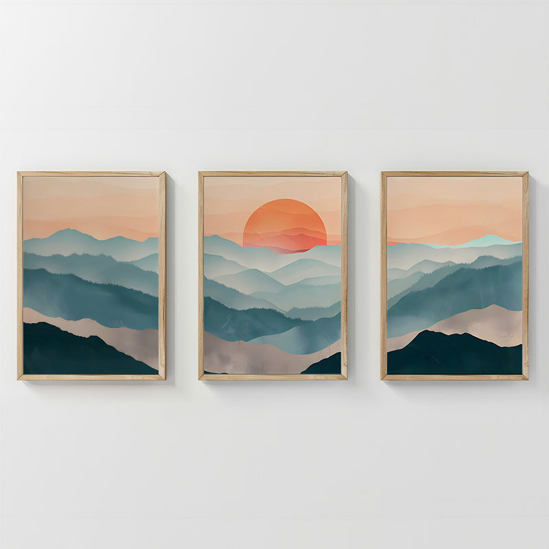 Tablou decorativ triptic Sylis, Lemn, Multicolor, 33x48 cm
