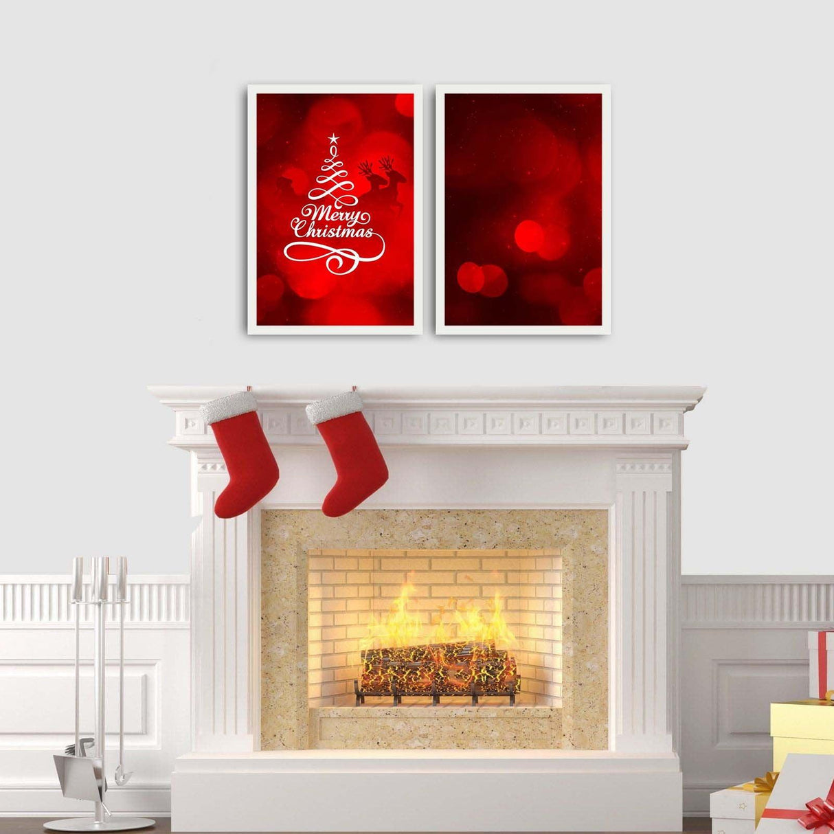 Tablou MDF (2 Pieces) 2PBCTNOEL-09, Multicolor, 50x72 cm