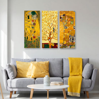 Tablou MDF (3 bucăți) Marvellous, Galben, 50x70 cm