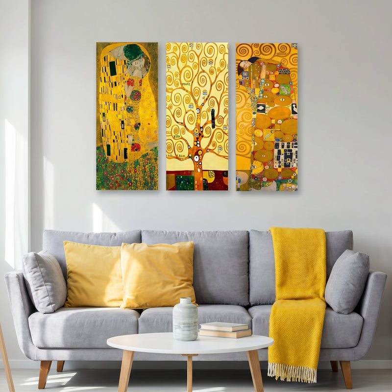 Tablou MDF (3 bucăți) Marvellous, Galben, 50x70 cm