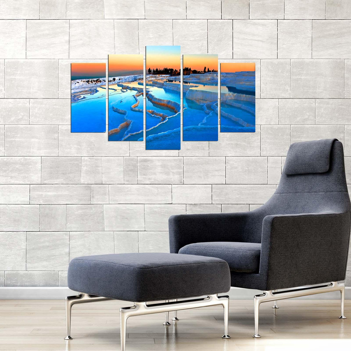 Tablou MDF ( 5 buc ) Alaska, Multicolor, 60x110 cm