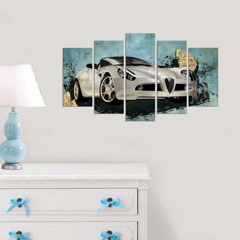 Tablou MDF ( 5 buc ) Alfa Romeo, Multicolor, 60x110 cm