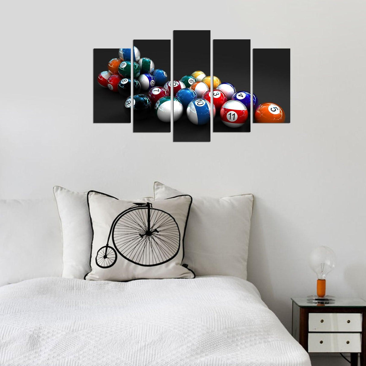 Tablou MDF ( 5 buc ) Biliard, Multicolor, 60x110 cm