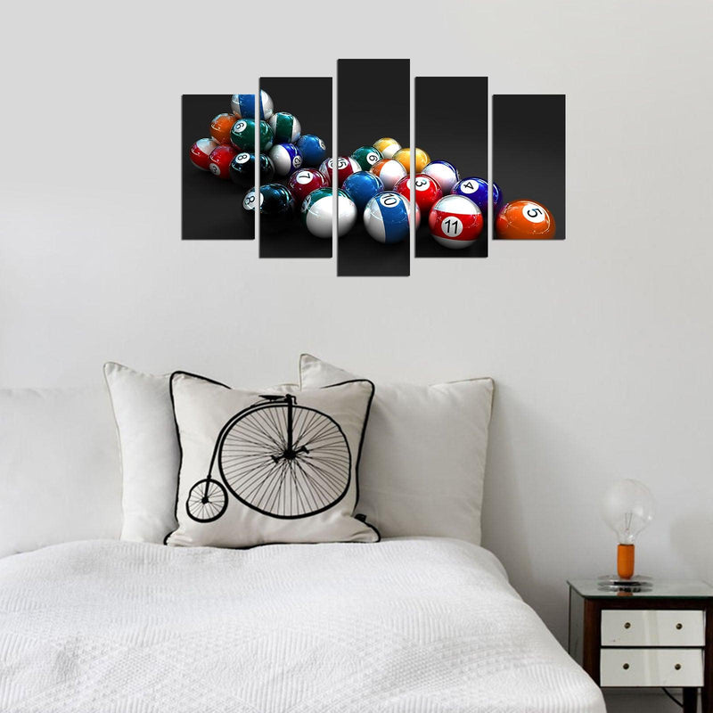 Tablou MDF ( 5 buc ) Biliard, Multicolor, 60x110 cm