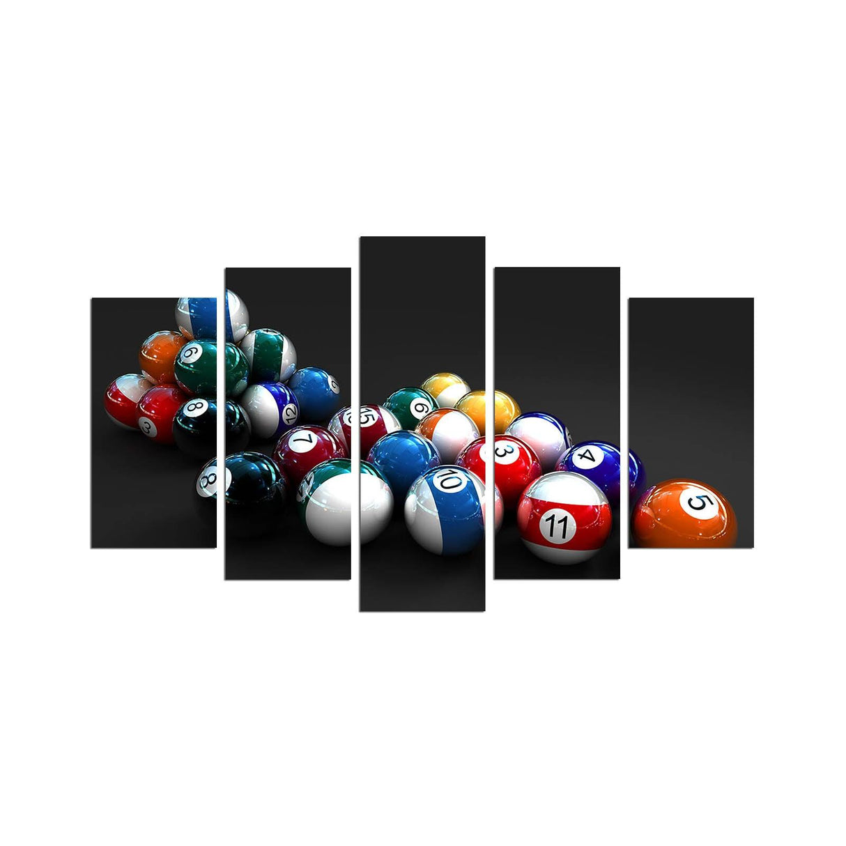 Tablou MDF ( 5 buc ) Biliard, Multicolor, 60x110 cm