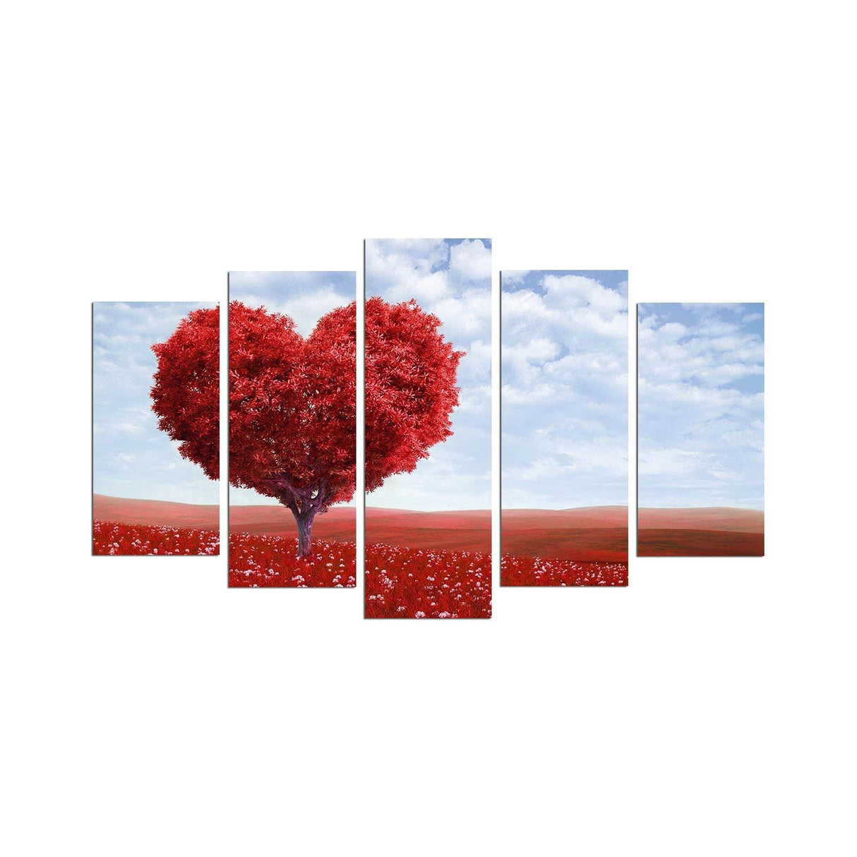 Tablou MDF ( 5 buc ) Copac Indragostit, Multicolor, 60x110 cm