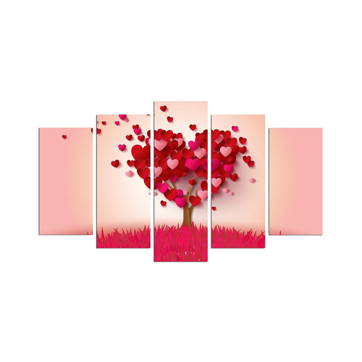 Tablou MDF ( 5 buc ) Copac inflorit, Multicolor, 60x110 cm