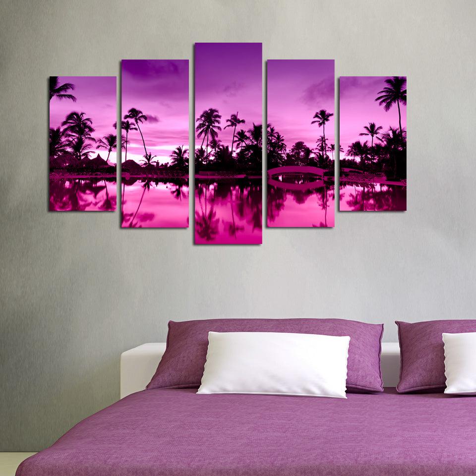 Tablou MDF ( 5 buc ) Hurghada Roz, Multicolor, 60x110 cm