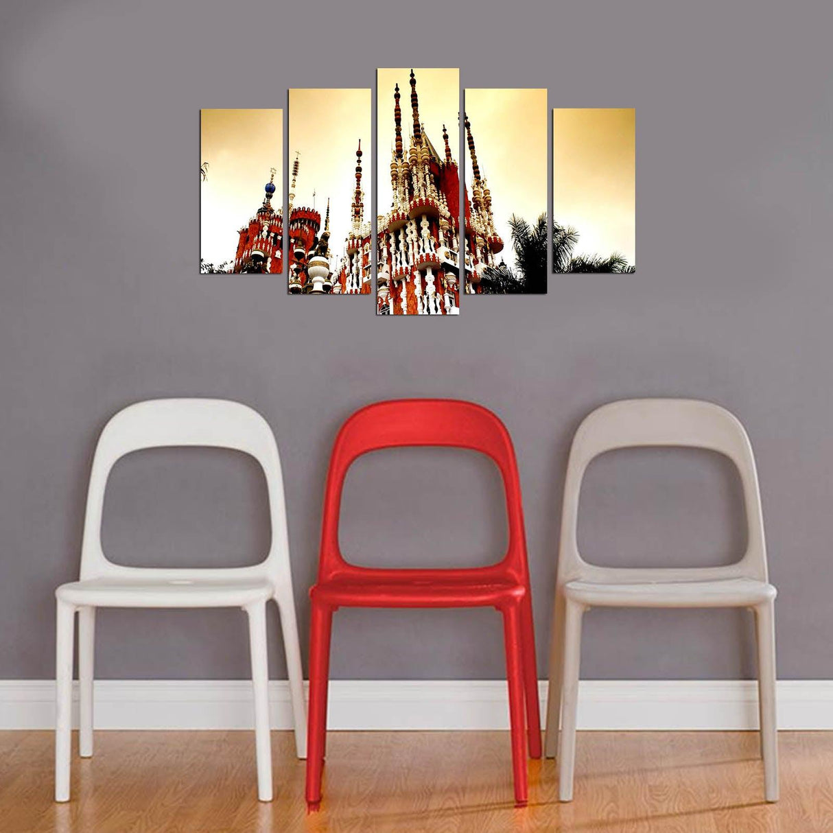 Tablou MDF ( 5 buc ) Kremlinul din Moscova, Multicolor, 60x110 cm