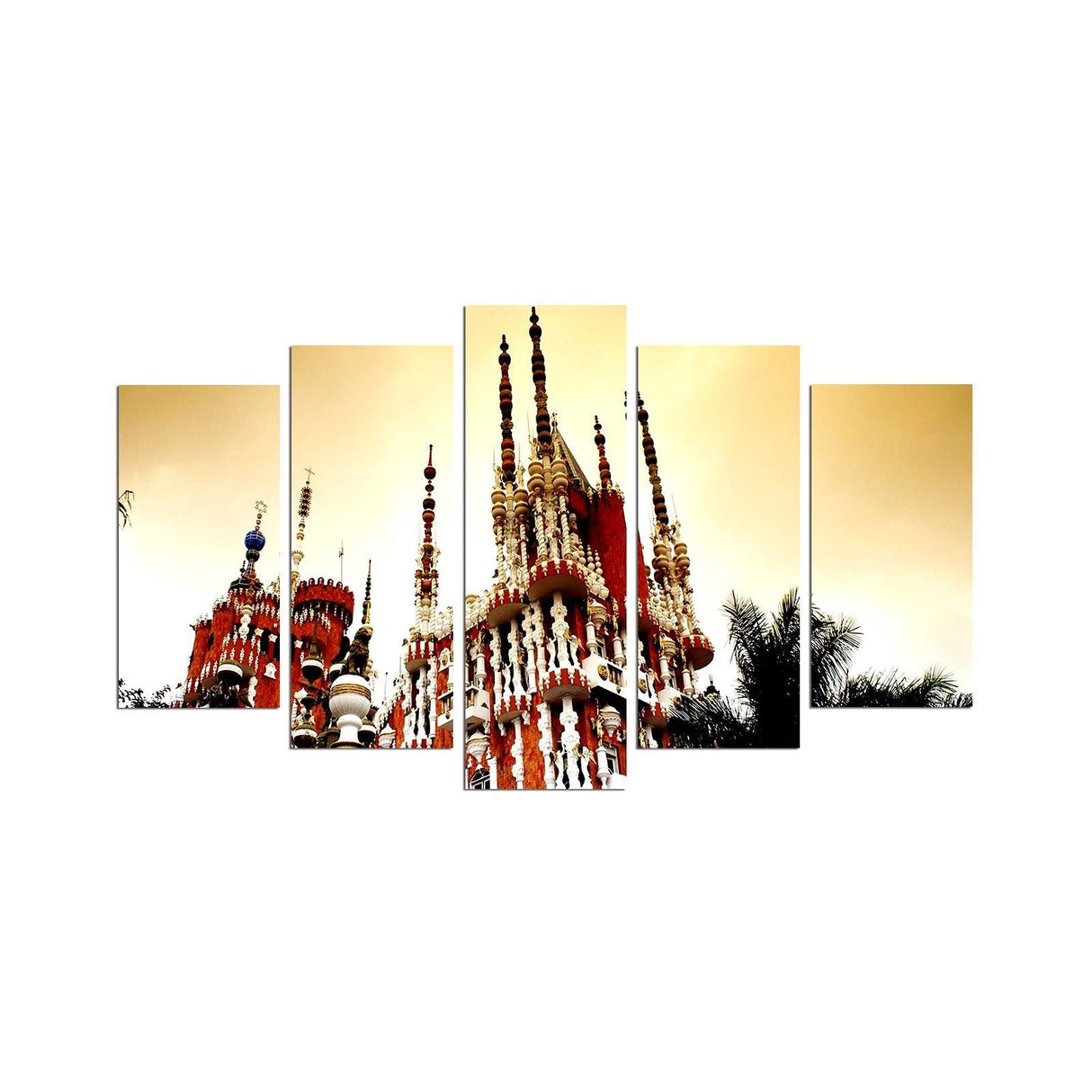 Tablou MDF ( 5 buc ) Kremlinul din Moscova, Multicolor, 60x110 cm