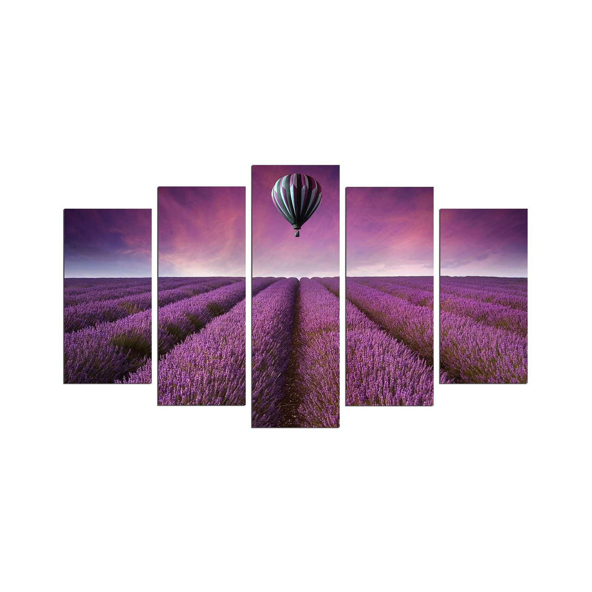 Tablou MDF ( 5 buc ) Lavanda Cappadocia, Multicolor, 60x110 cm