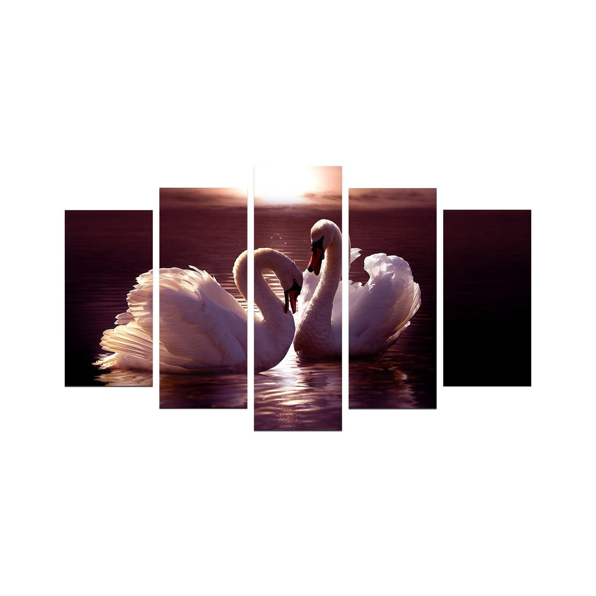 Tablou MDF ( 5 buc ) Lebada, Multicolor, 60x110 cm