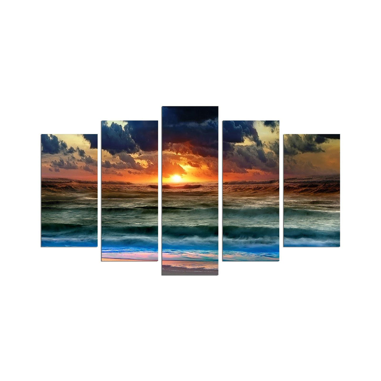 Tablou MDF ( 5 buc ) Nazare Valuri, Multicolor, 60x110 cm