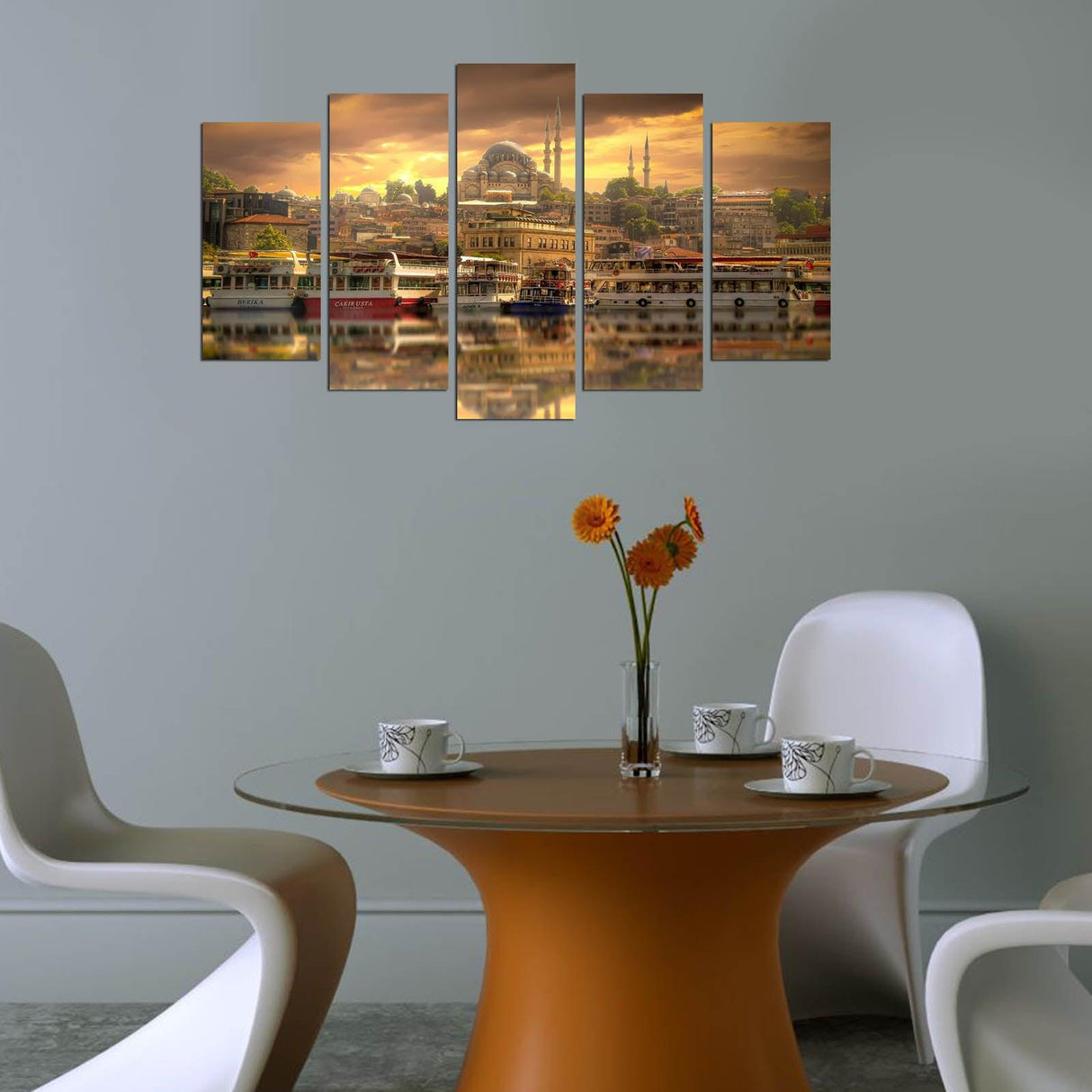 Tablou MDF ( 5 buc ) Ottoman, Multicolor, 60x110 cm