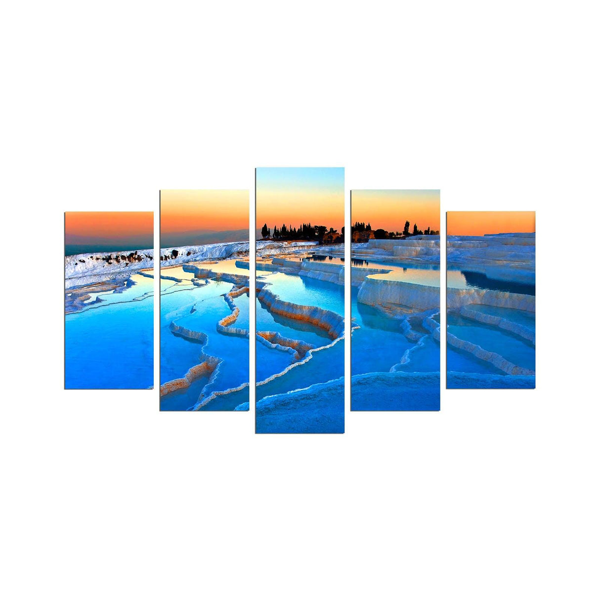 Tablou MDF ( 5 buc ) Pamukkale, Multicolor, 60 x 110 cm