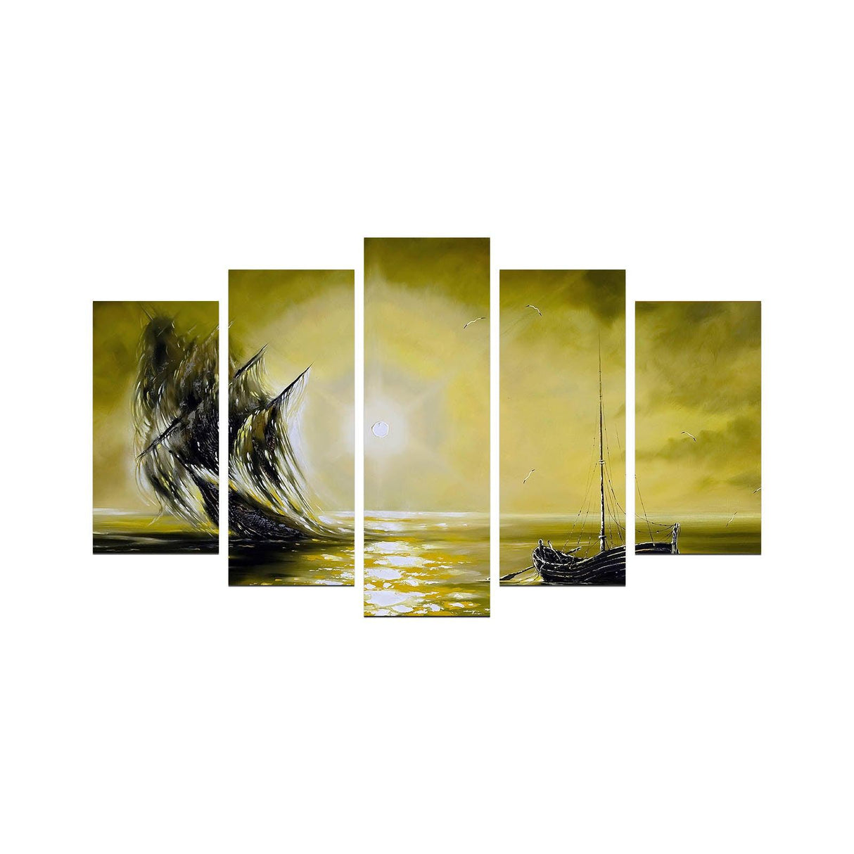 Tablou MDF ( 5 buc ) Soare puternica, Multicolor, 60x110 cm