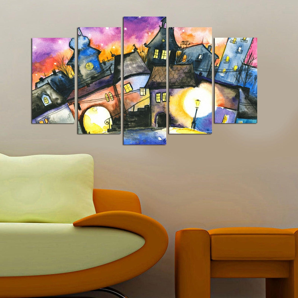 Tablou MDF ( 5 buc ) Van Gogh Amsterdam, Multicolor, 60x110 cm