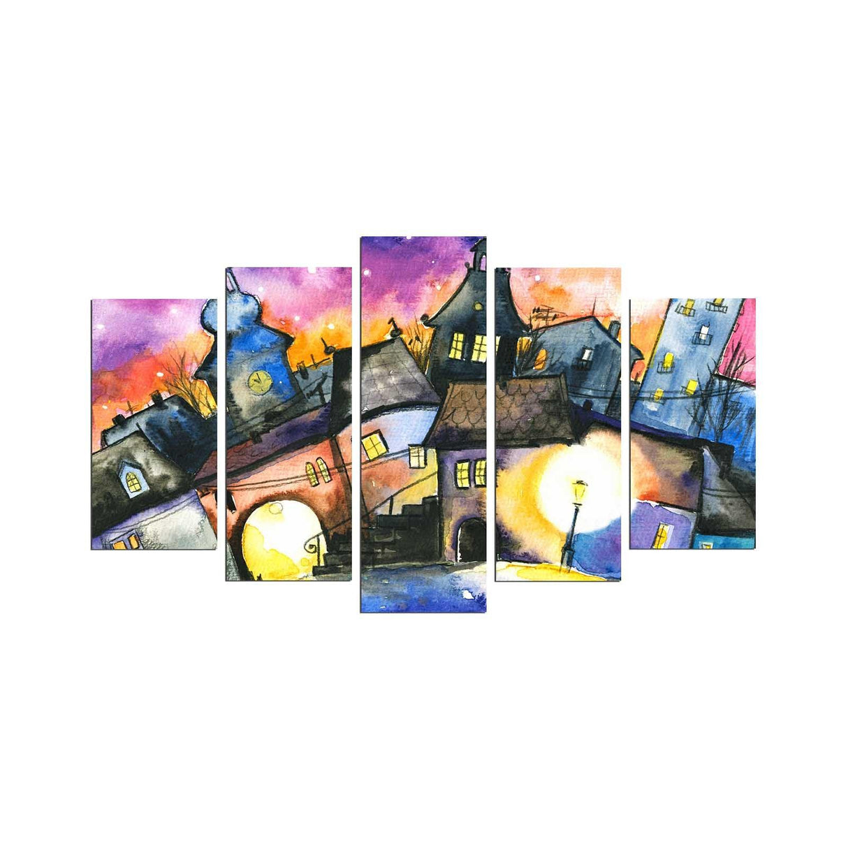 Tablou MDF ( 5 buc ) Van Gogh Amsterdam, Multicolor, 60x110 cm