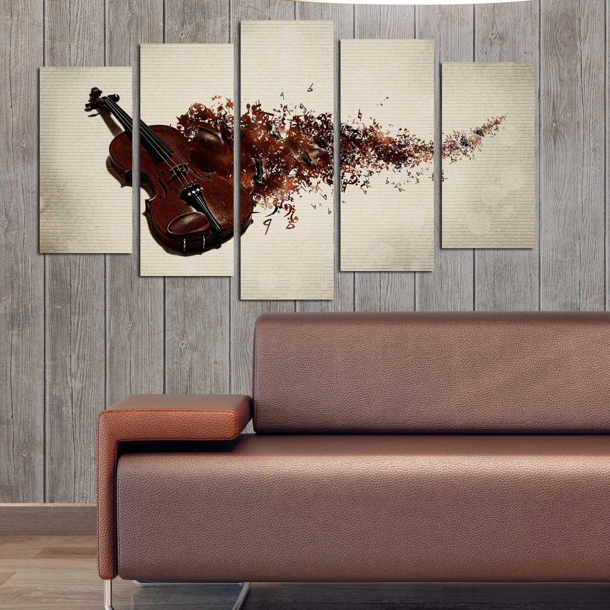 Tablou MDF ( 5 buc ) Violin, Multicolor, 60x110 cm