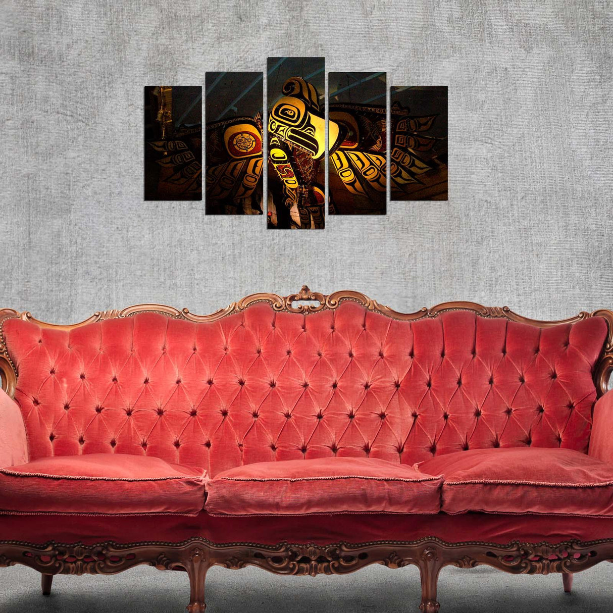 Tablou MDF ( 5 buc ) Vultur Colorat, Multicolor, 60x110 cm