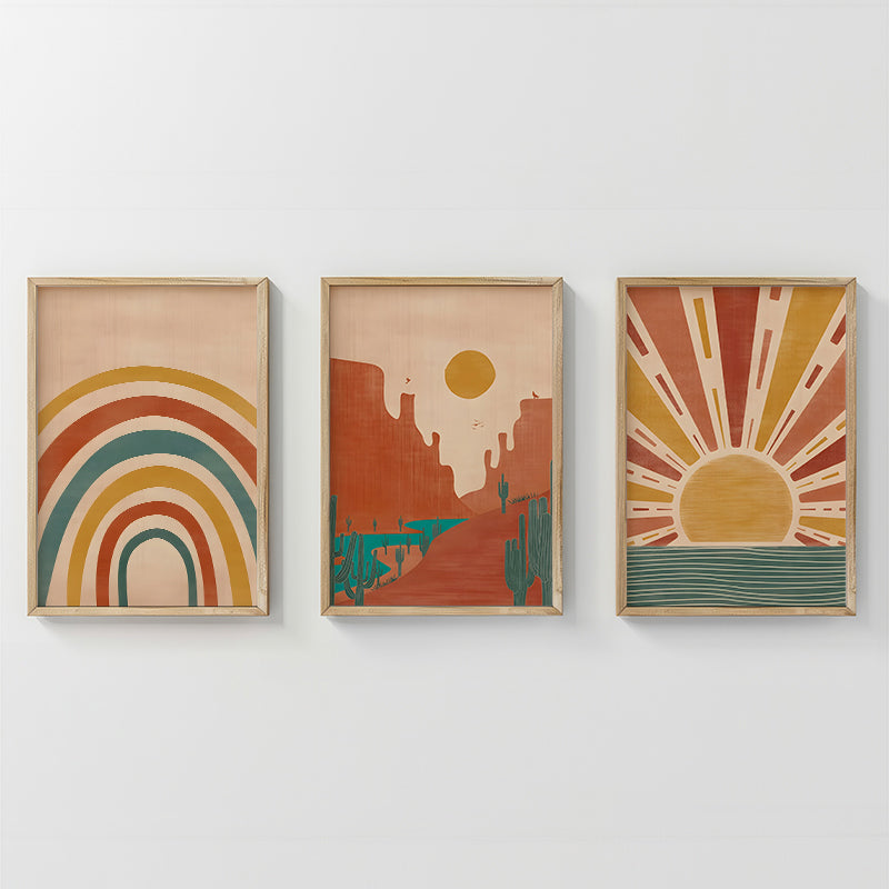 Tablou triptic Jecko, Multicolor, 33x48 cm