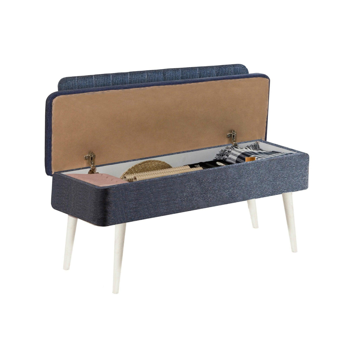 Taburet Banca Bucatarie Bench, 110x83x47 cm - Alb Albastru închis