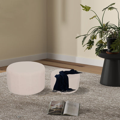 Taburet cu functie de pouf Gabello, Set 2 bucati, Boucle, Bej, 44x26 cm, detaliu produs
