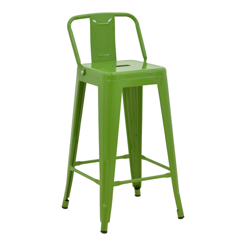 Taburet de bar cu spatar de inaltime medie Utopia din metala, antracit, 42x42x86 cm - Verde