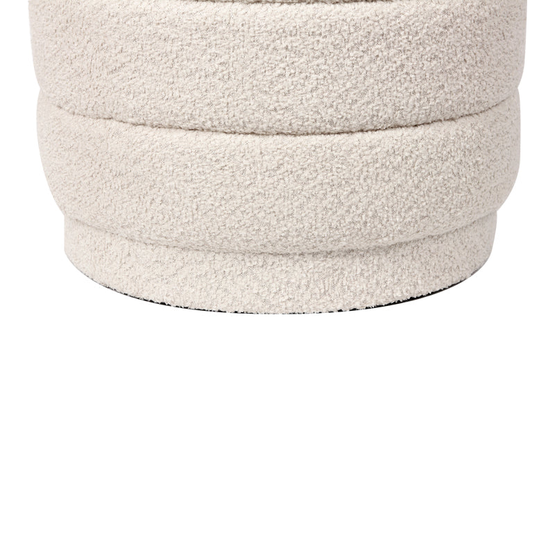 Taburet cu spațiu de depozitare Bettia stofă teddy, gri, Ø41x39 cm - Bej