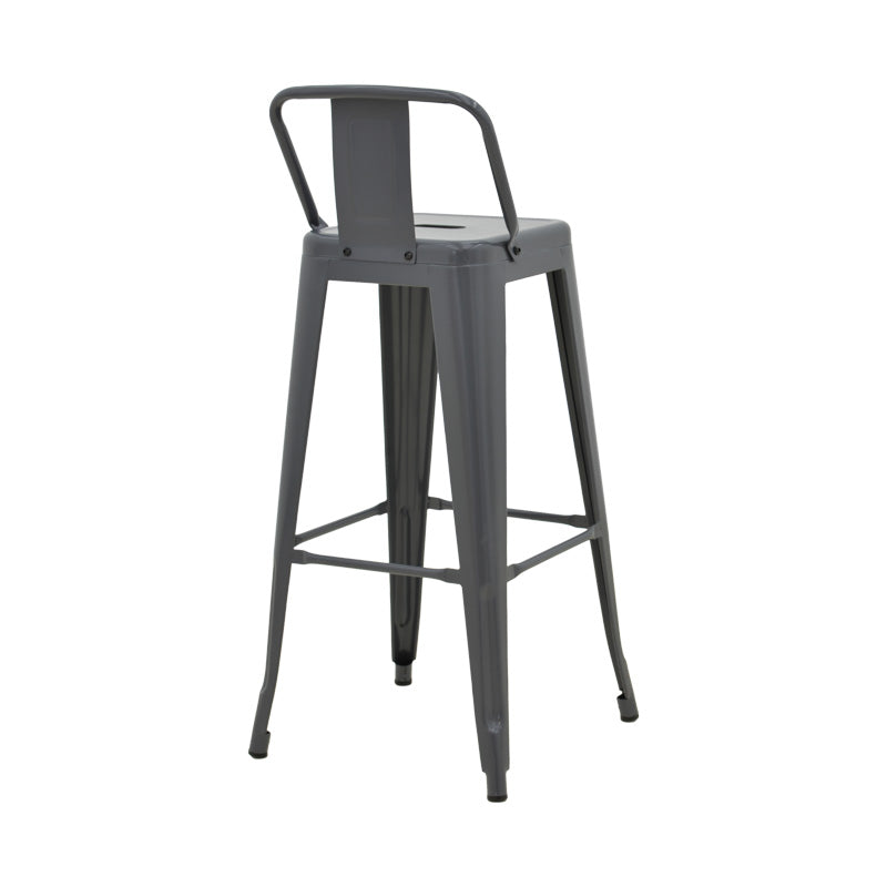 Taburet de bar cu spatar de inaltime medie Utopia din metala, antracit, 42x42x86 cm - Antracit