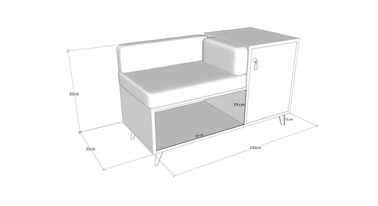 Taburet Hol Anzer, Nuc, 100x60x45 cm