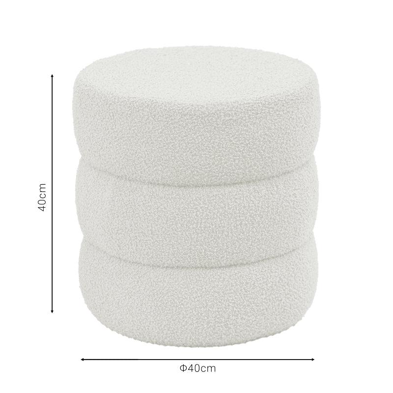 Taburet Kioto teddy 40x40 cm - Alb