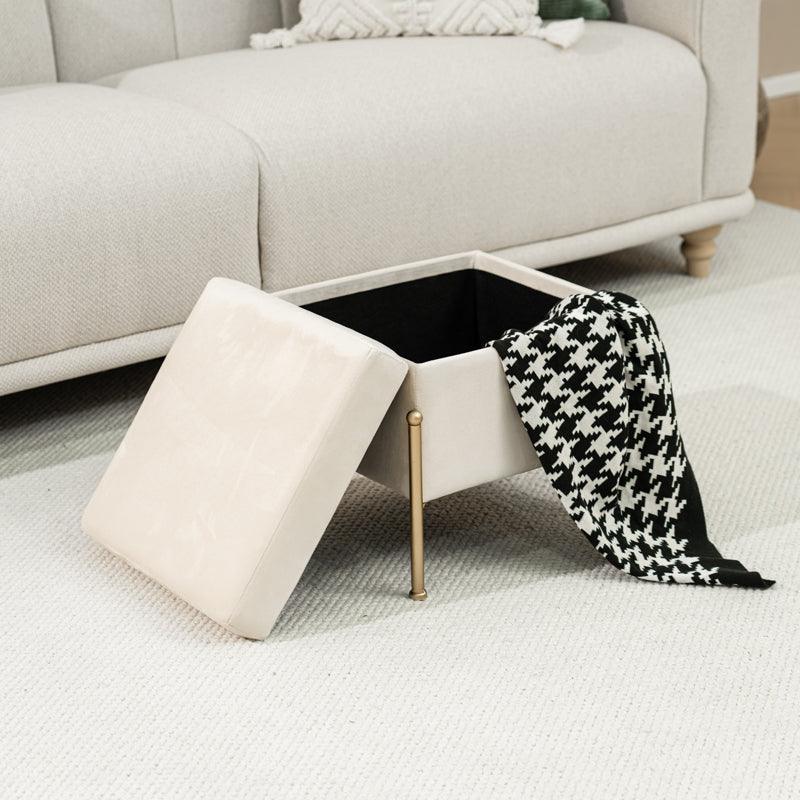 Taburet cu spatiu depozitare Panton 40x40x36.5 cm - Crem
