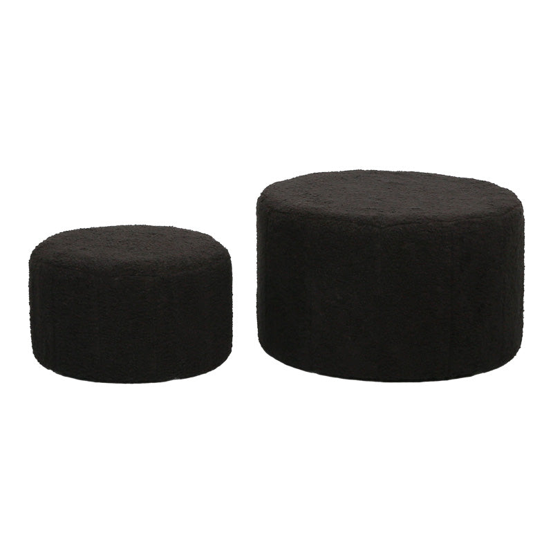 Taburet Pouf cu boucle Gabello, tesatura, Neagra, 44x26 cm, perspectiva suplimentara
