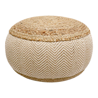 Puf Taburet-pouf Hipy din iuta, Natural si bej D40x30 cm