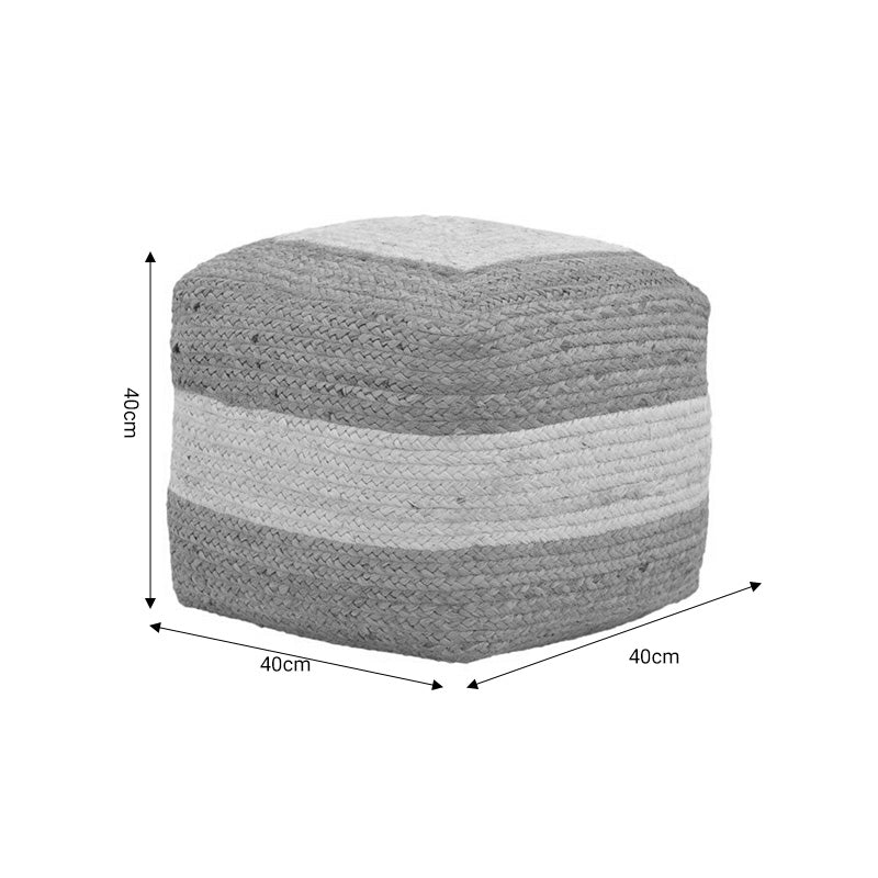 Taburet puf Sofian bej 100% iuta, 40x40x40 cm