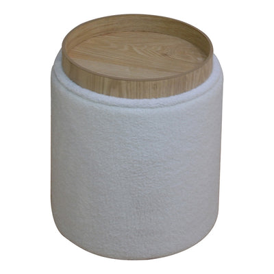 Taburet-trunchi multifunctional Batur, tesatura Boucle, Alb, 34x38 cm, imagine suplimentara