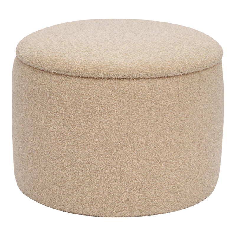 Taburet-trunchi Roundy cu functie multifunctionala, Boucle bej, 55x41 cm