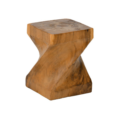 Taburet Twister din lemn Suar, Natural 30x30x45cm, 30x30x45 cm, imagine principală, lemn, PP, pentru living