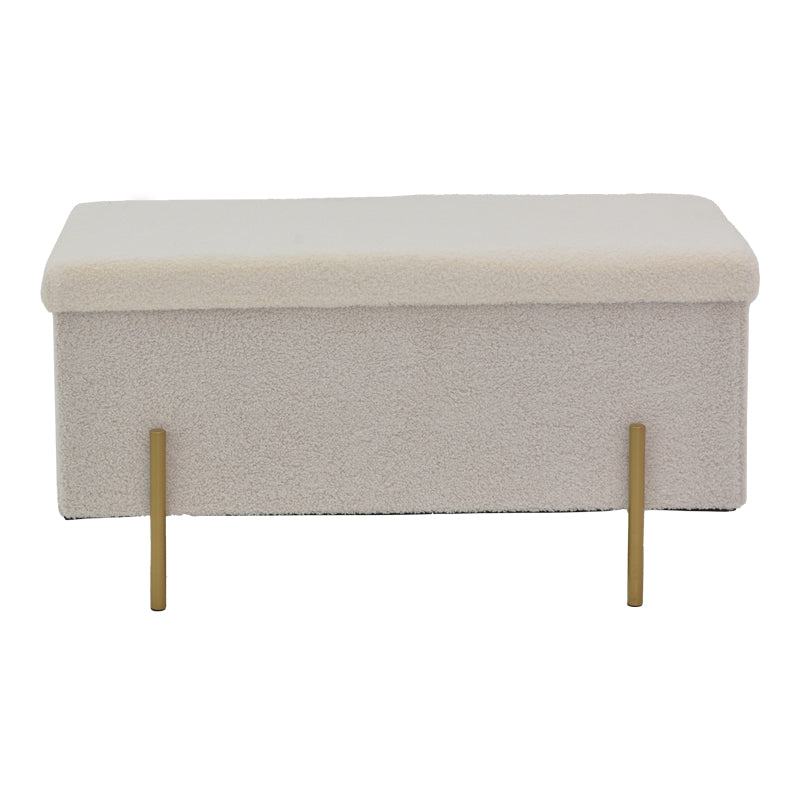 Taburet Ziwel cu capac teddy, alb auriu, 80x40x40 cm, imagine suplimentara