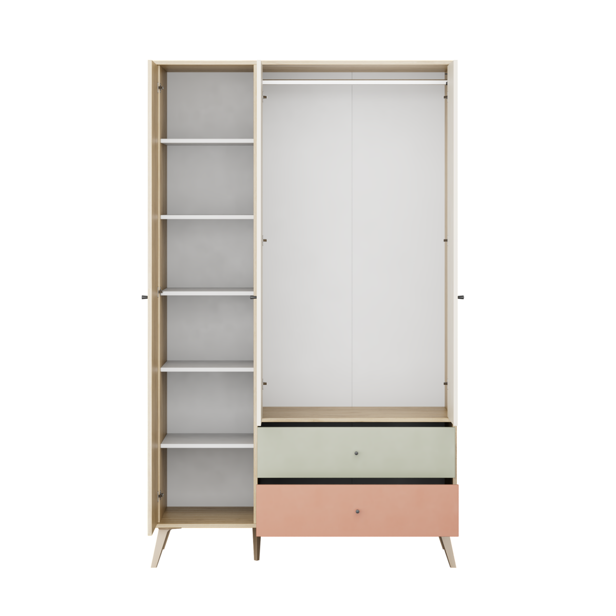 Dulap Haine Adore Tiffany, 3 usi, 2 sertare, Multicolor, 121 x 200 x 54 cm