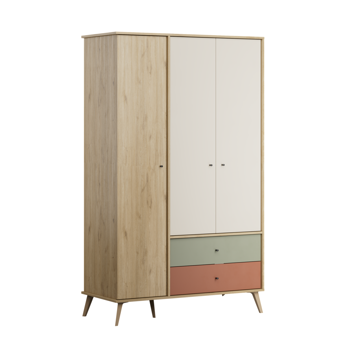 Dulap Haine Adore Tiffany, 3 usi, 2 sertare, Multicolor, 121 x 200 x 54 cm